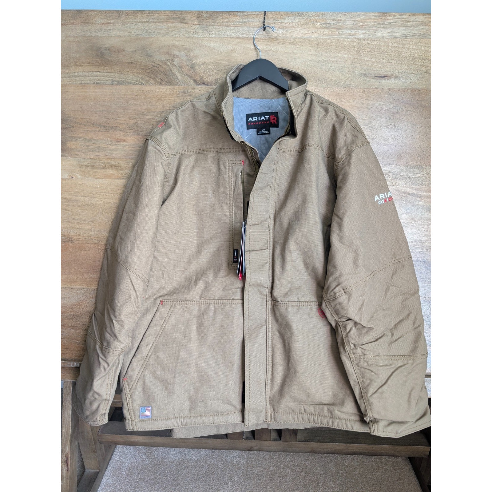Nwt Ariat Fr Workhorse Insulated Canvas Jacket Men L Field Khaki Zipper 10024029